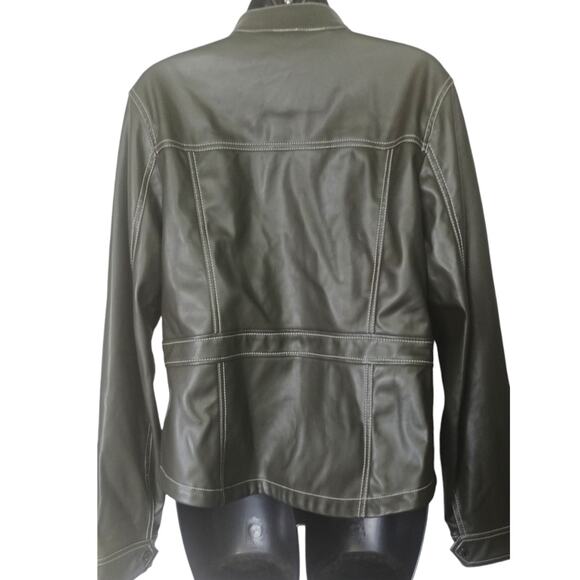 Sam Edelman Faux Leather Moto Jacket Charcoal Womens Size Large - Picture 5 of 8